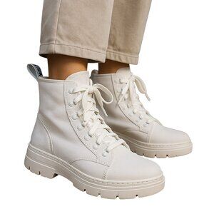 Dr. Martens Combs Boots Ankle Nylon Lace Up White Women’s 7